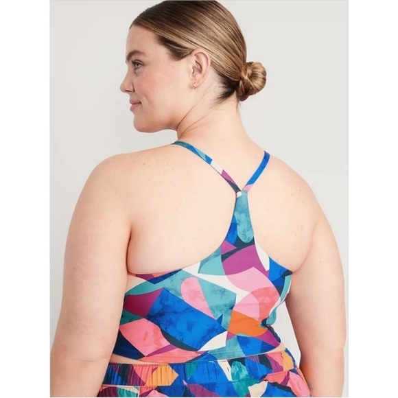 NWOT! Pink Geometric Light Support PowerSoft Longline Sports Bra - Small 🤎 - Picture 7 of 8